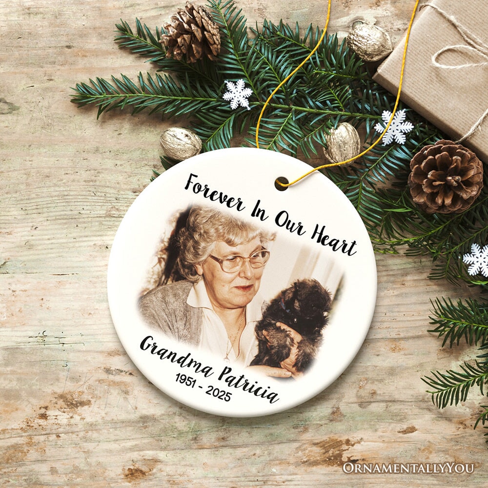 Personalized Memorial Photo Upload Ornament, In Loving Memory Death of a Loved One