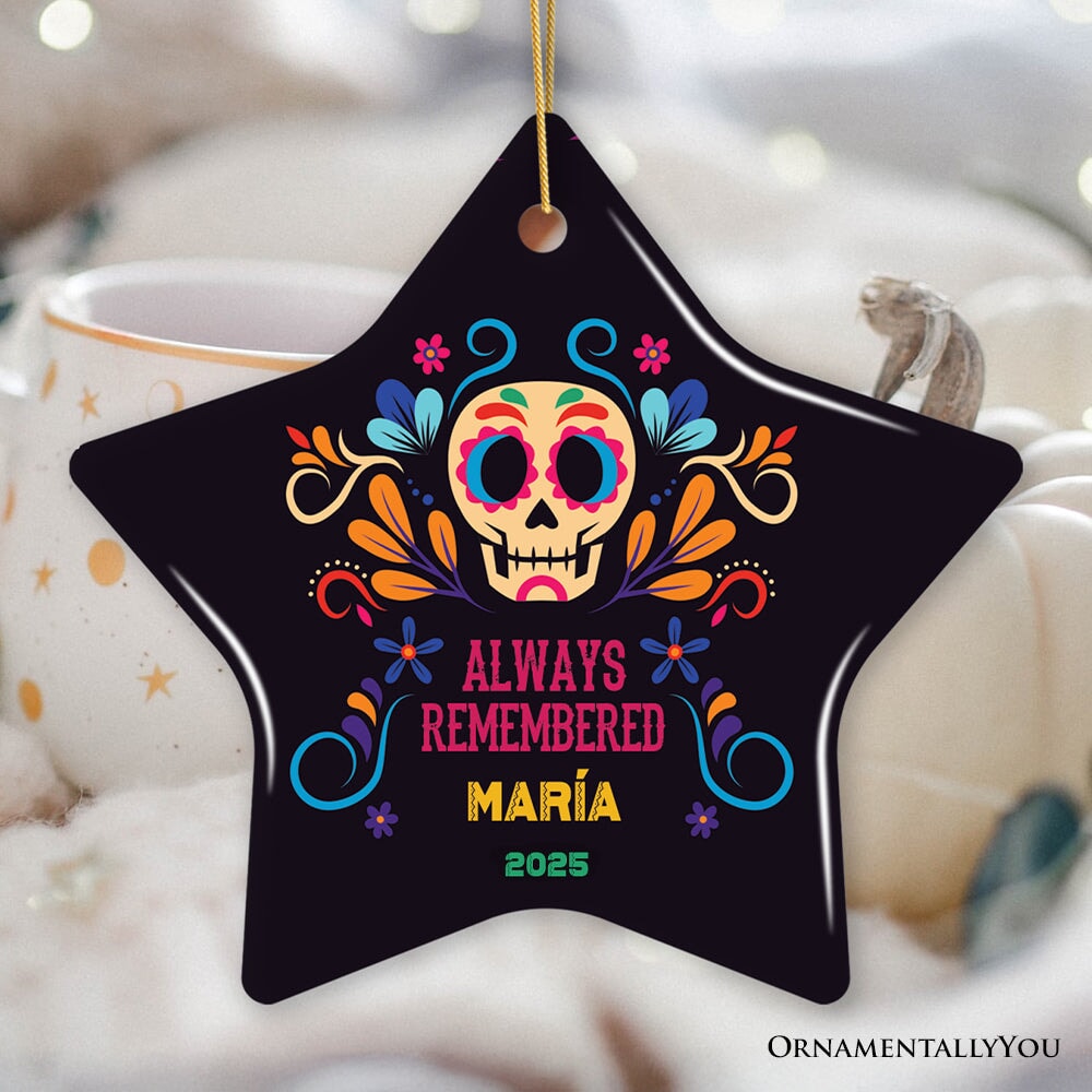 Colorful & Thoughtful Day of the Death Personalized Ornament, Mexican Skull Memorial Keepsake Gift