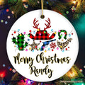 Personalized Buffalo Plaid Gunslinger Western Cowboy Style Christmas Ornament