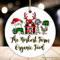 Personalized Farm Buffalo Plaid Leopard Merry Christmas Ornament, Farmhouse Gift