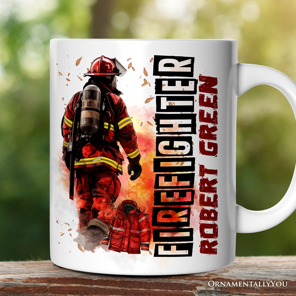Firefighter Personalized Mug, Appreciation Fire Department Custom Gift with Name