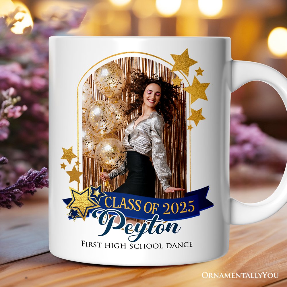 Graduation Photo Upload Personalized Mug, Prom Party Custom Gift with Name