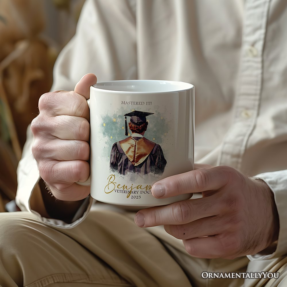 Male Graduation Personalized Mug, Student Custom Gift with Name