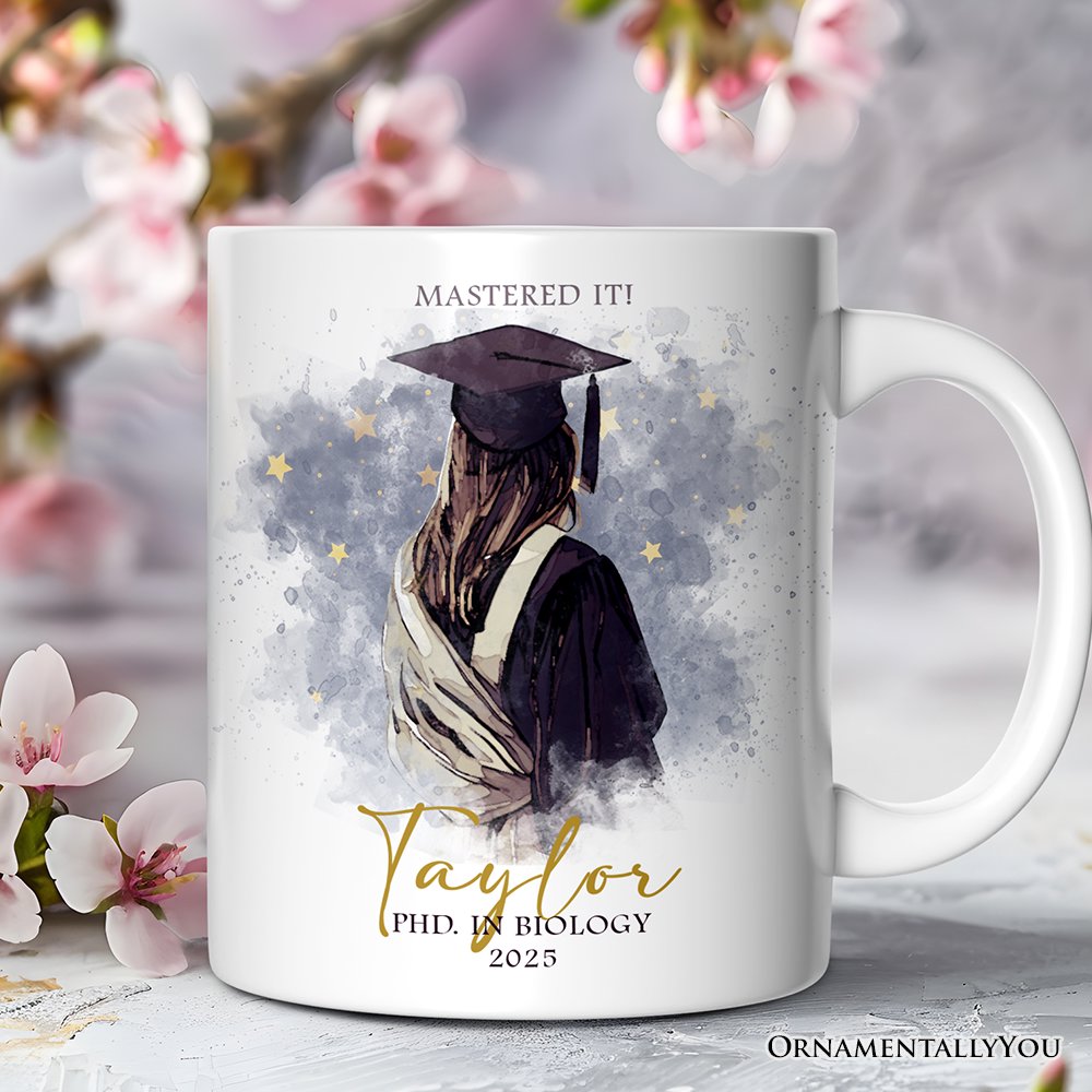 Female Graduation Personalized Mug, Student Custom Gift with Name