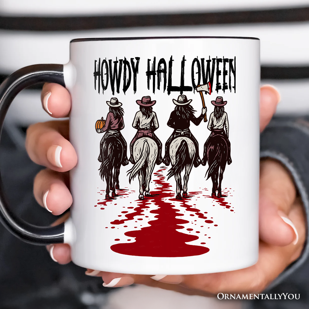 Howdy Halloween Cowgirl Women Personalized Mug, Empowered Western Spooky Gift with Custom Name