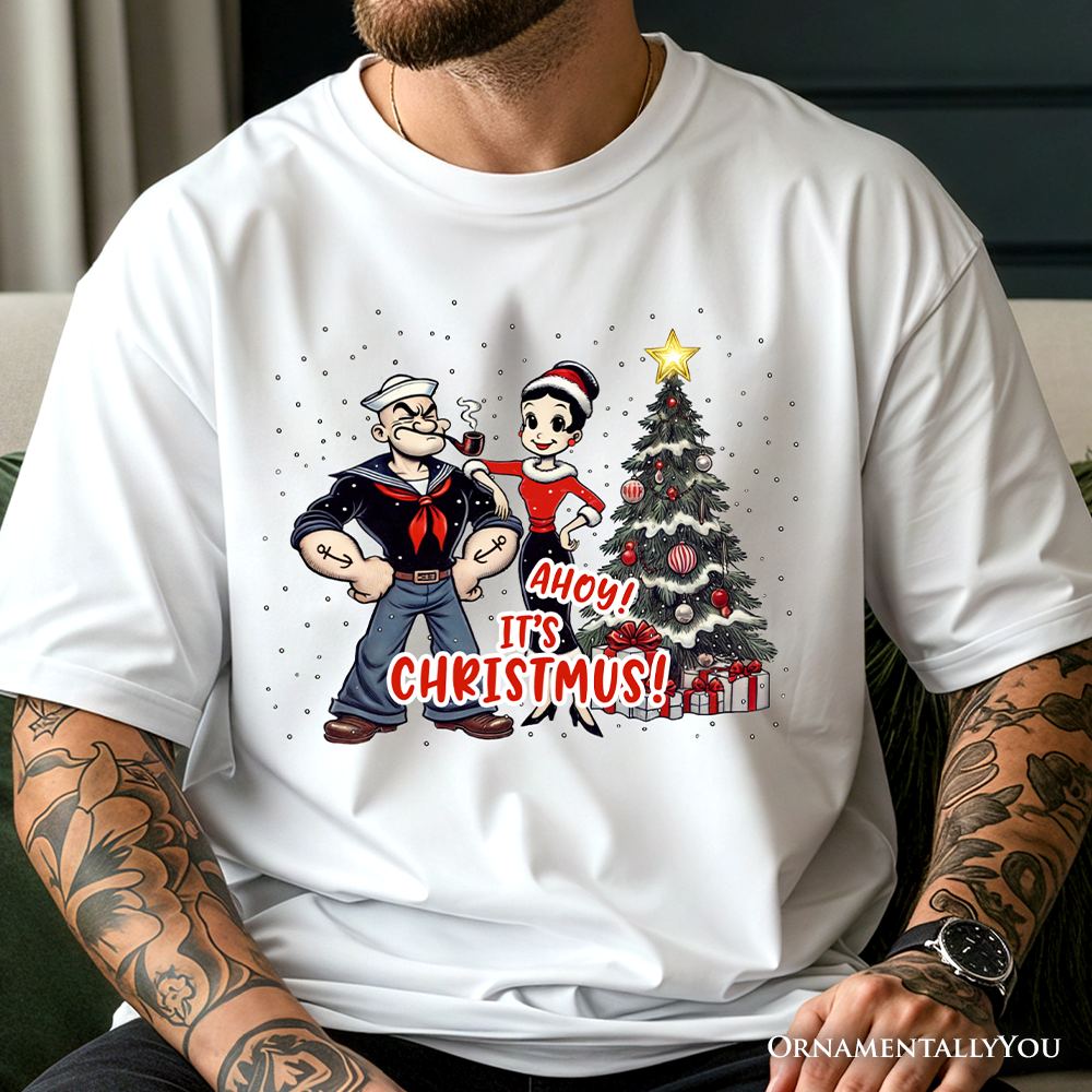 Ahoy! It's Christmus! Popeye and Olive T-Shirt, Vintage Sailor Tee for Christmas Time