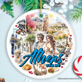 Athens Acropolis Historical Landmarks Ornament, Greek Artistic Heritage Christmas Gift and Travel Souvenir