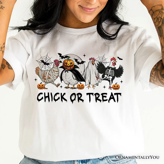 Chick or Treat Spooky T-Shirt, Halloween Chicken Tee for Country Life Enjoyers