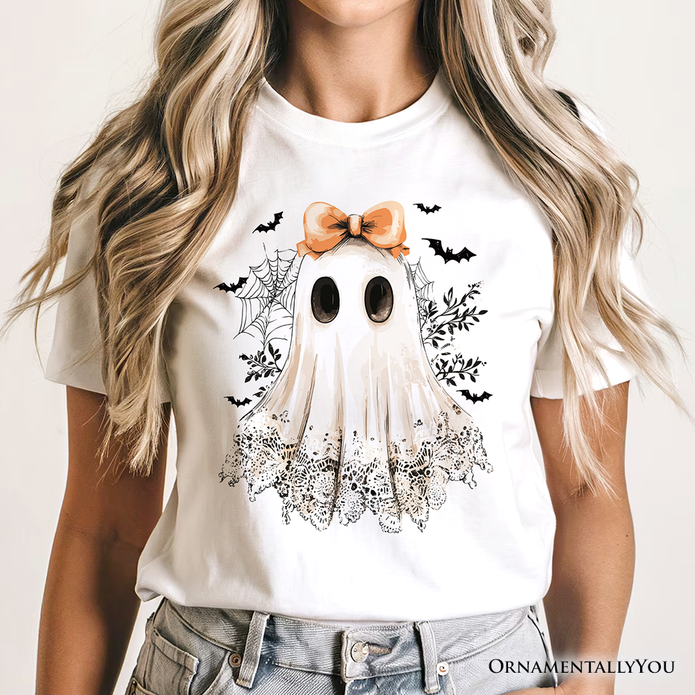 Coquette Ghost T-Shirt, Cute Halloween Tee for Girly Ghouls