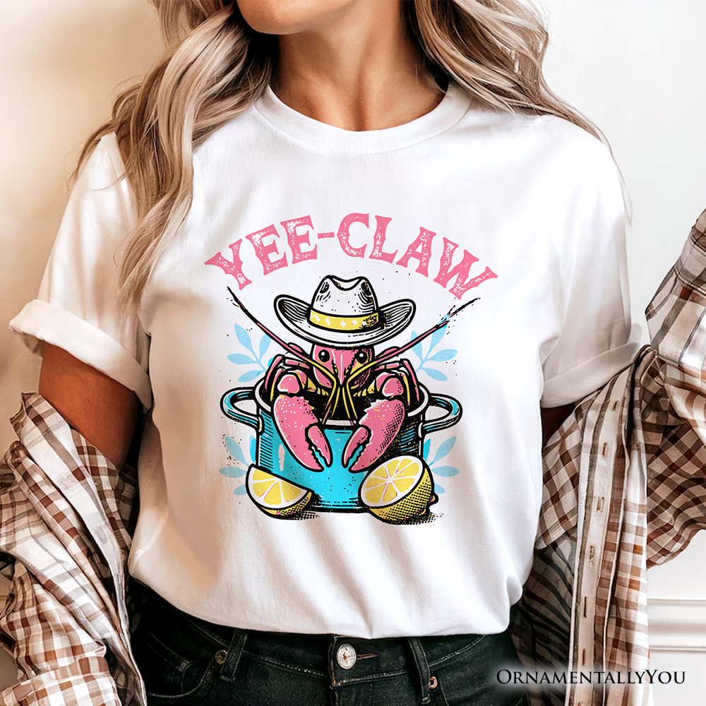 Crawfish Yee-Claw Western Cowboy T-Shirt, Summer Boil Season Tee for Fisherman