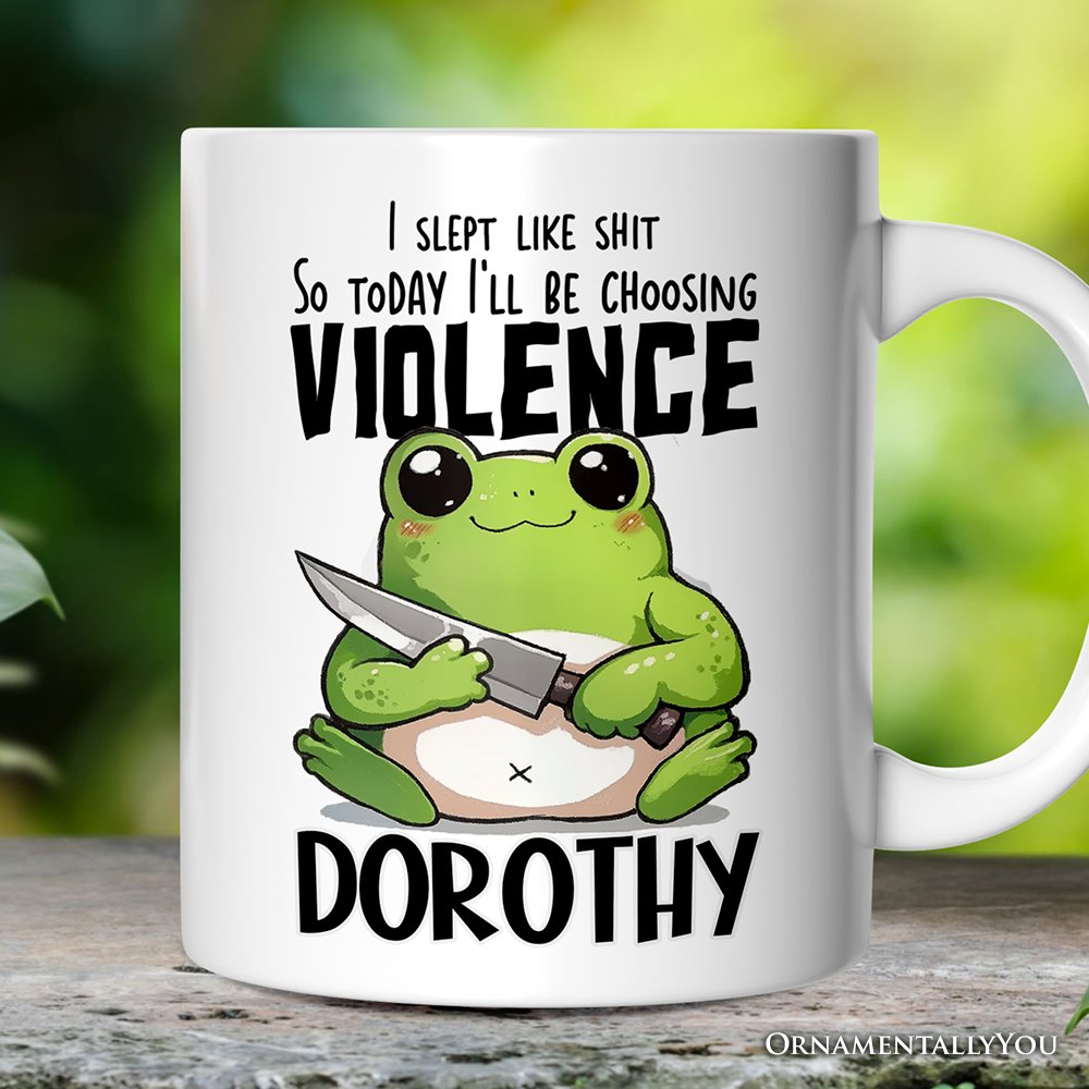 Cute Frog Morning Melee Personalized Mug With Custom Name