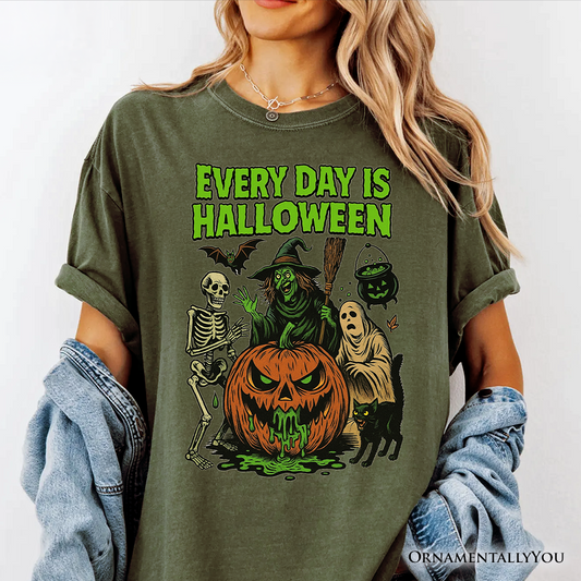 Every Day Is Halloween T-Shirt, Vintage Pumpkin Witch Spooky Tee for Eternal Spook Enthusiasts