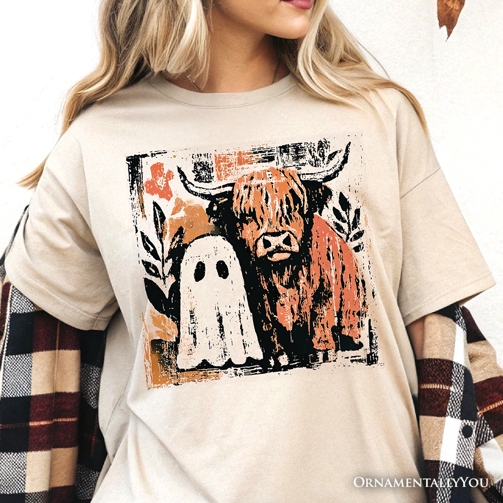 Highland Cow Ghost Fall T-Shirt, Spooky Season Halloween Tee