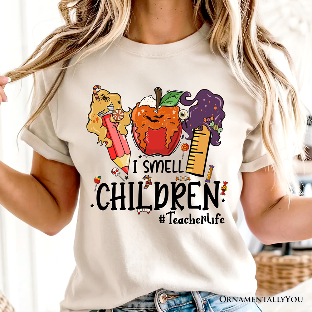 I Smell Children Witch Teacher Life T-Shirt, Back To School Halloween Tee