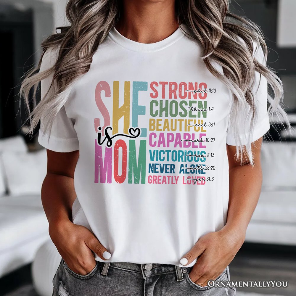 Inspirational Christian Mom T-Shirt, Affirmation White Tee for Strong and Motivated Mothers