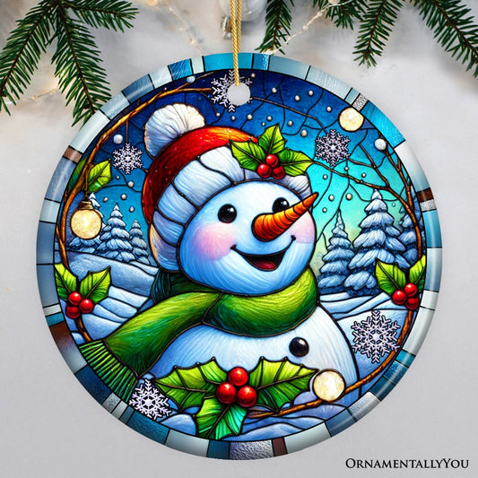 Joyful Winter Snowman Ornament, Playful Frosty Figure for Festive Holiday Decor