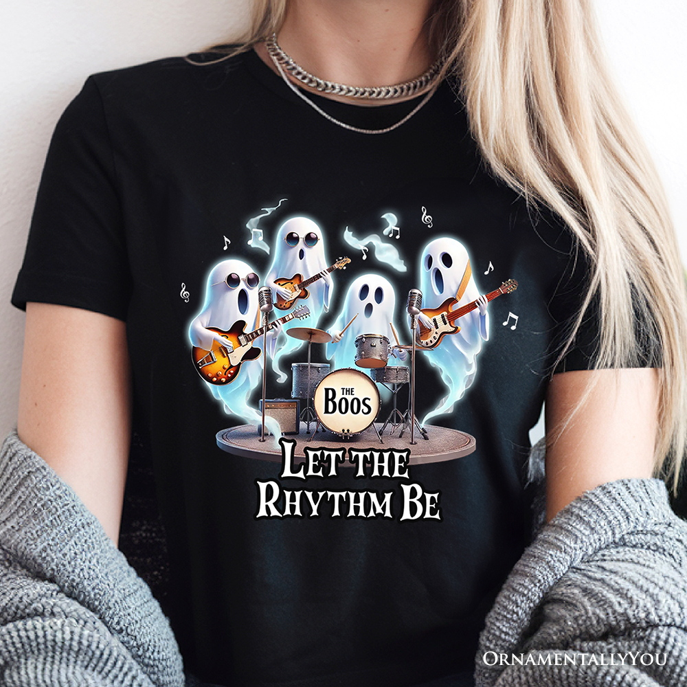 Let the Rhythm Be Ghost Band T-Shirt, Whimsical Music Tee for Guitar Rock Style People