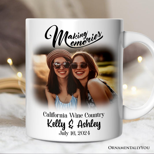 Making Memories Personalized Vacation Themed Mug, Photo Upload Travel Souvenir