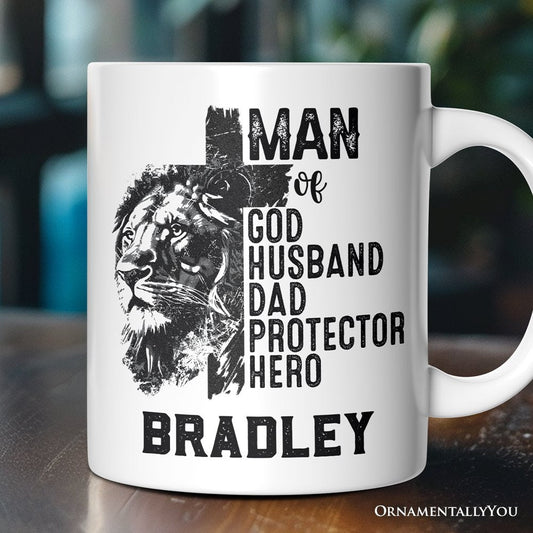 Man of God Personalized Mug, Faith Christian Dad Gift with Custom Name