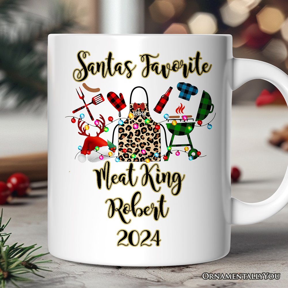 Personalized Mug BBQ Buffalo Plaid Christmas, Barbecue Gift