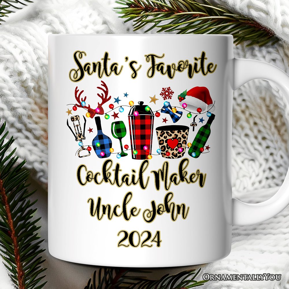 Personalized Mug Bartender Buffalo Plaid Christmas Gift