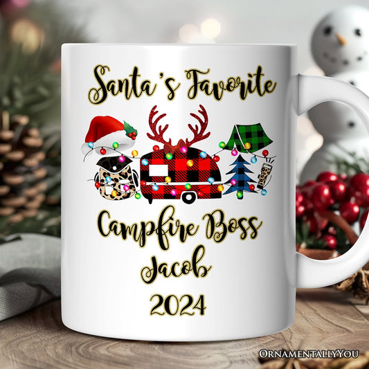 Personalized Mug Camp Buffalo Plaid Christmas, Camping Friends Gift
