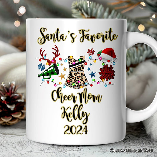 Personalized Mug Cheerleader Buffalo Plaid Christmas, Cheer Mom Gift