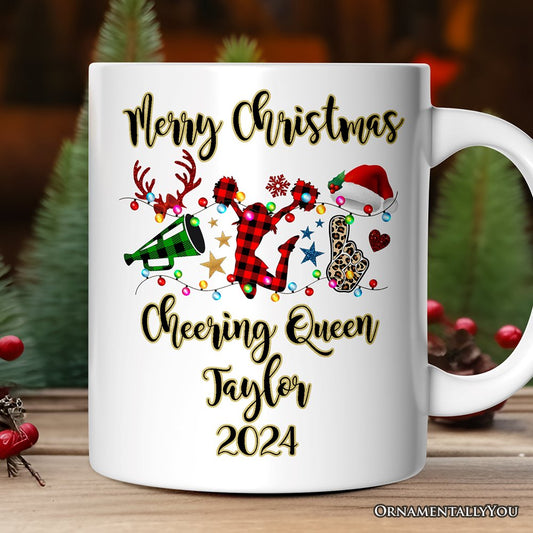 Personalized Mug Cheer Buffalo Plaid Christmas, Cheer Team or Coach Gift