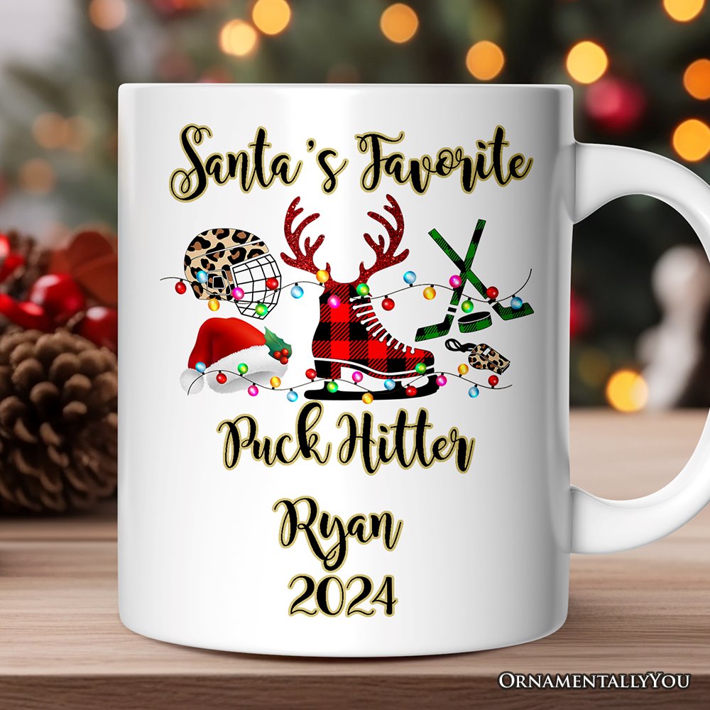 Personalized Mug Hockey Buffalo Plaid Christmas, Team and Coaches Gift
