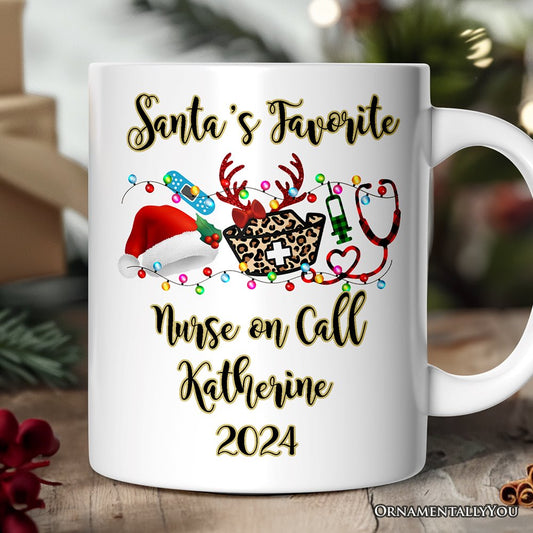 Personalized Mug Plaid Nurse Christmas, Gift for Medical Assistants and Hospital Technicians