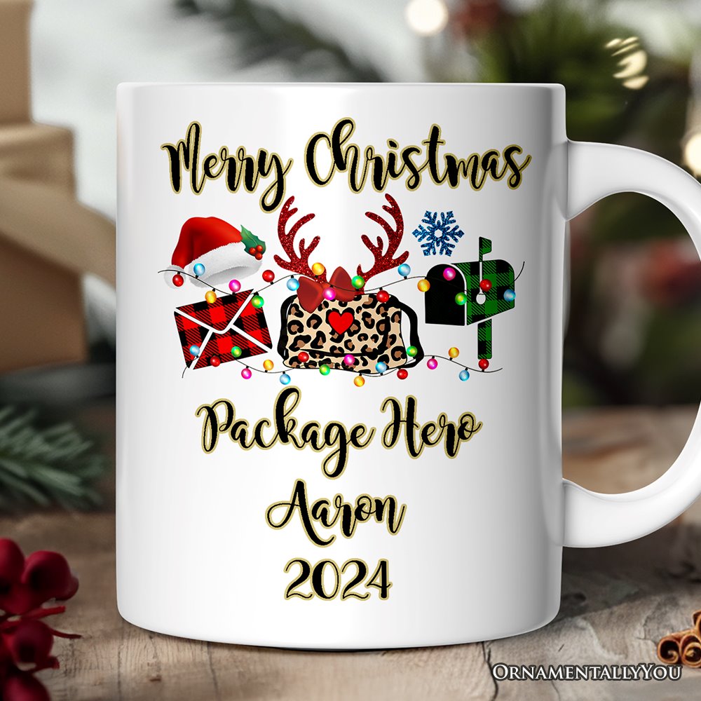 Personalized Mug Postal Worker Buffalo Plaid Christmas Gift