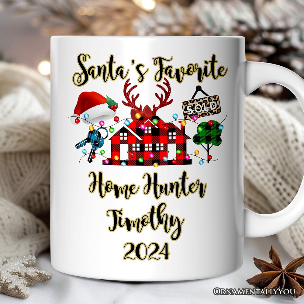 Personalized Mug Realtor Buffalo Plaid Christmas, Gift From Customers