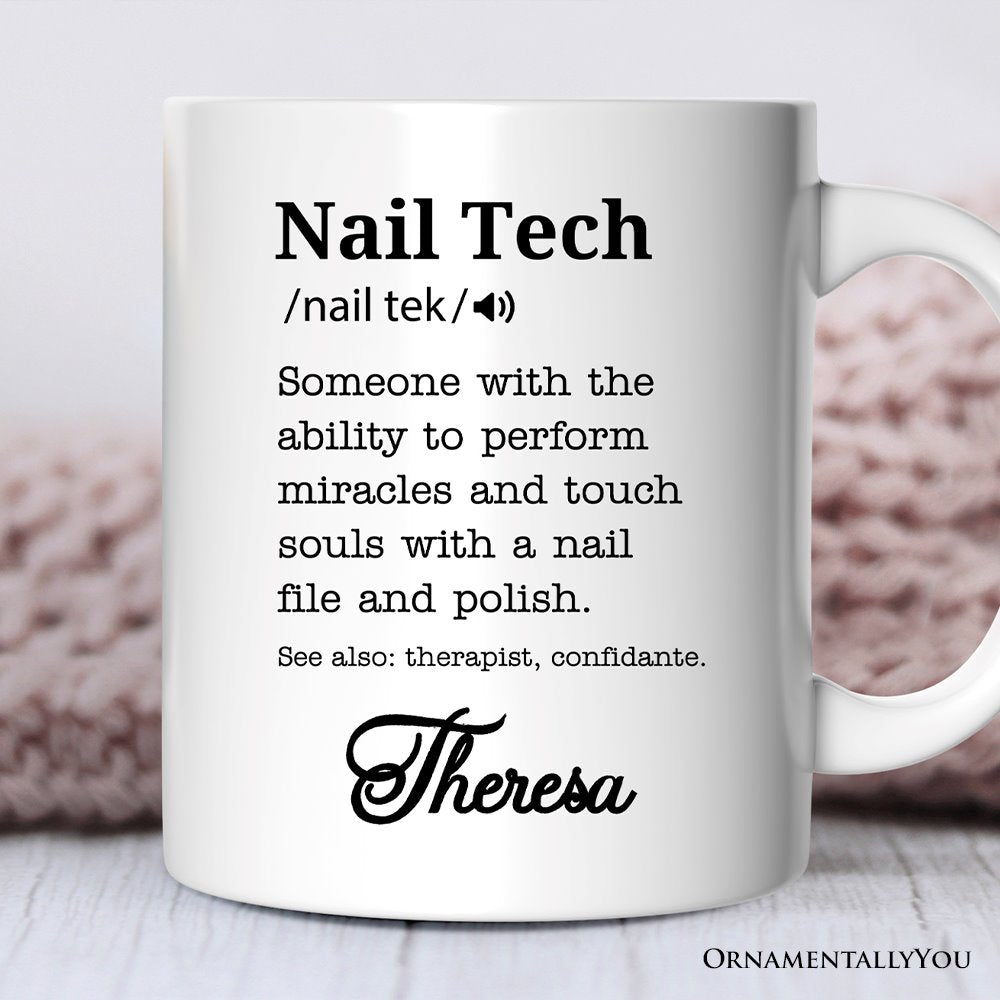 Nail Tech Definition Personalized Mug, Funny Nail Hustler Gift With Custom Name
