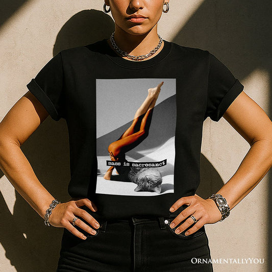 Sass is Sacrosanct Concept Art Graphic T-Shirt, Sexy Cat Woman Black and White Streetwear Tee