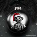 Scarecrow Christmas Spooky Portrait Glass Ornament, Black Horror Halloween Tree Decoration