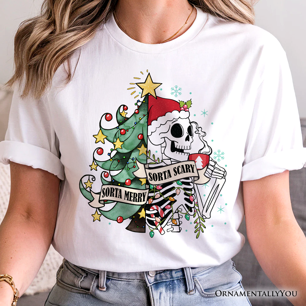 Sorta Merry Christmas Skeleton, Sarcastic Holiday Tee