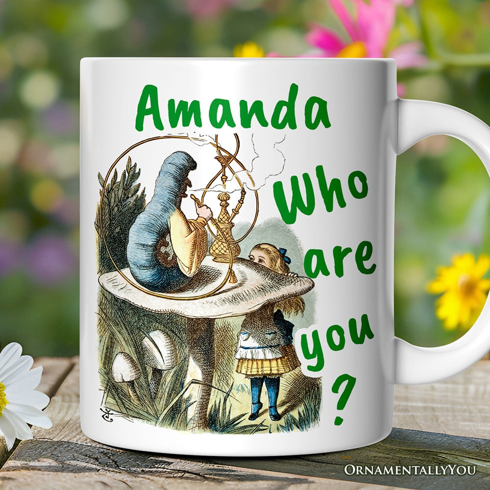 The Caterpillar Who Are You Vintage Personalized Mug, Alice's Adventures in Wonderland with Custom Name