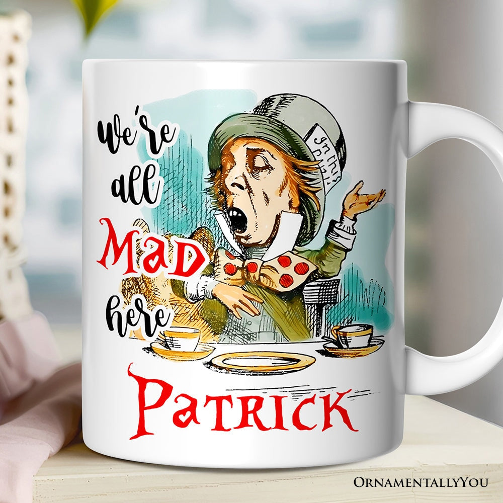 The Mad Hatter Tea Party Personalized Mug, Vintage 1860s Alice's Adventure in Wonderland