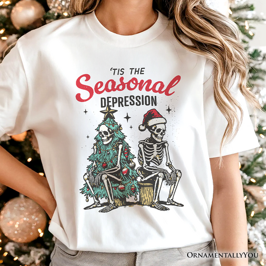 Tis the Seasonal Depression T-Shirt, Dark Humor Christmas Tee for Festive Mood Swingers