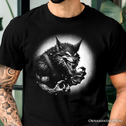 Werewolf Spooky Portrait T-Shirt, Horror Villain Theme Halloween Tee