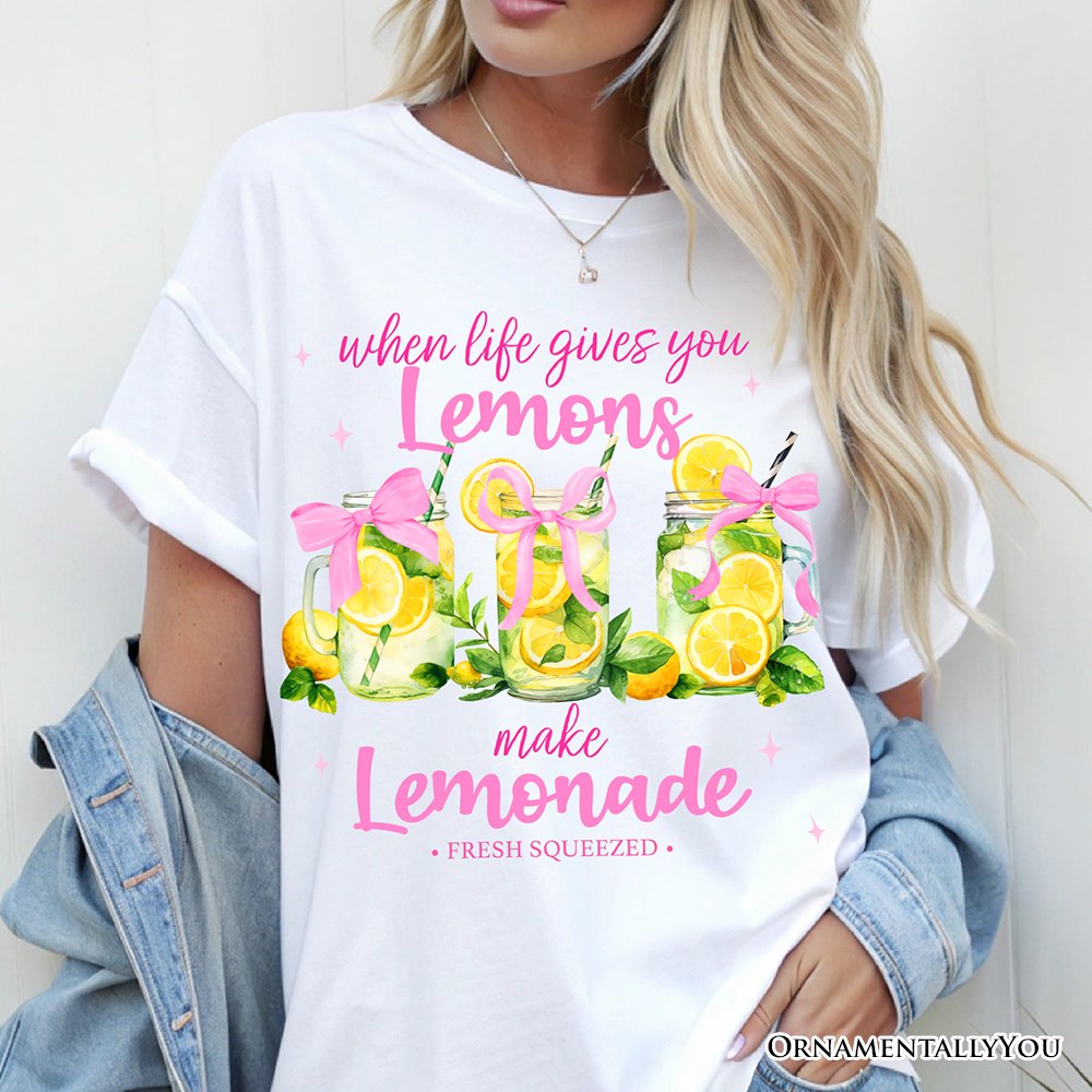 When Life Gives You Lemons Make Lemonade T-Shirt, Coquette White, Natural and Black Summer Girl Tee