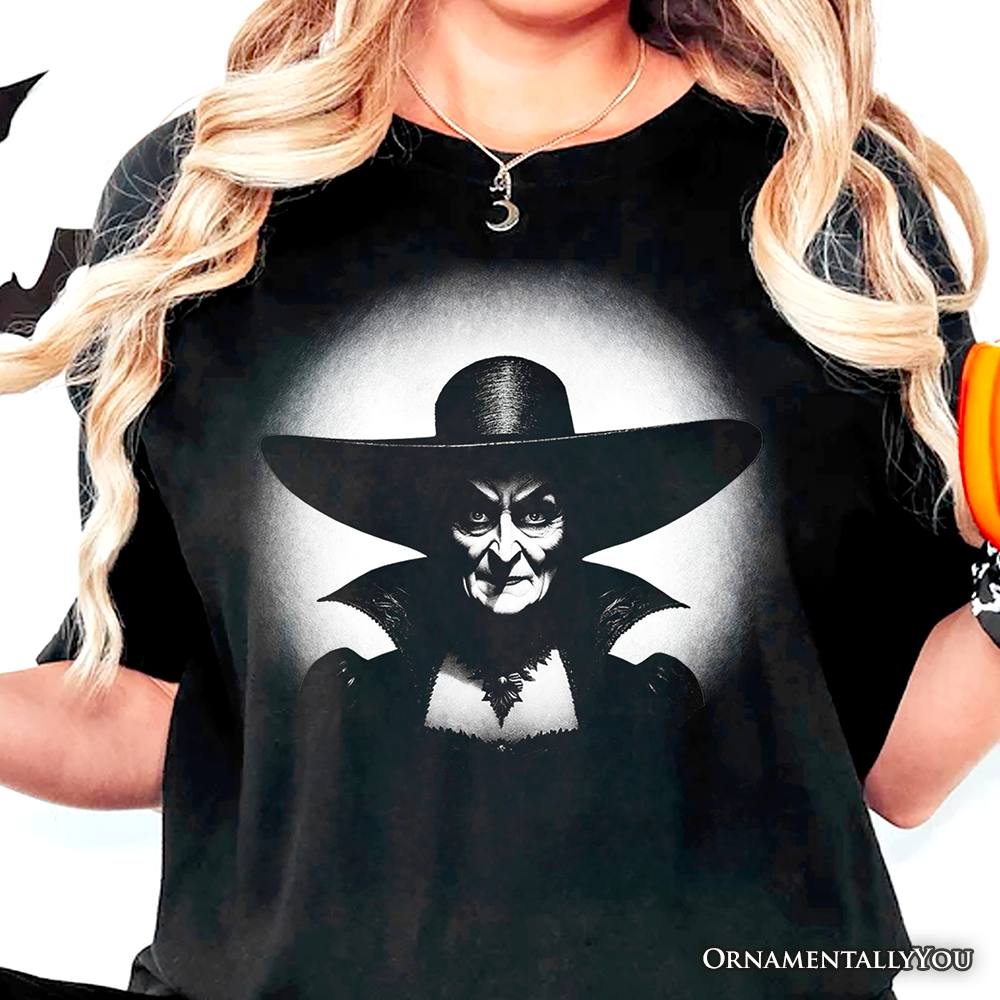 Witch Spooky Portrait T-Shirt, Horror Villain Theme Halloween Tee