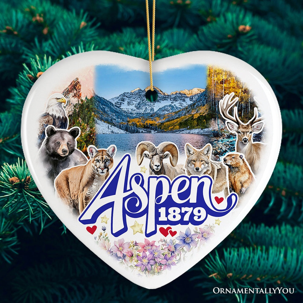 Adventurous Aspen Colorado Ornament, Snow Mountains, Nature Traveler and Skiing Vacation Souvenir