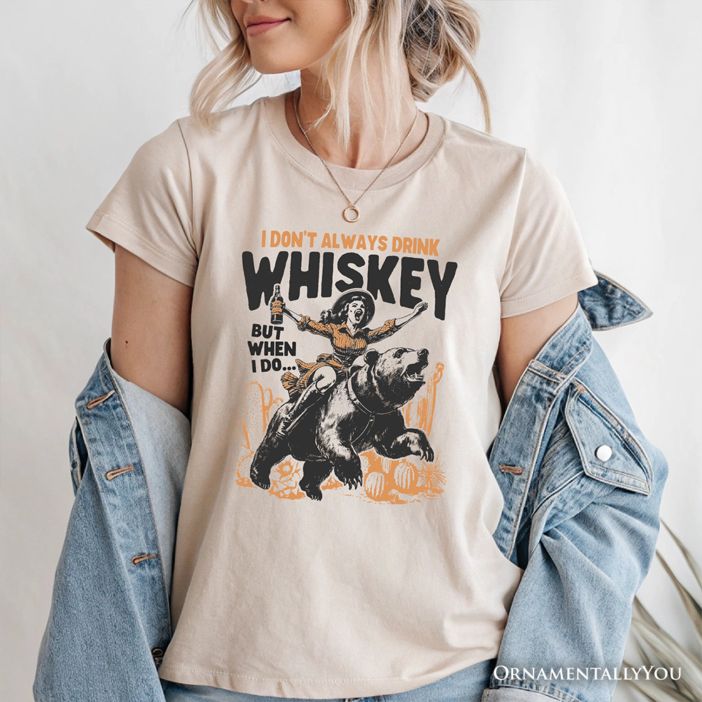 Alcohol Humor Retro T-Shirt, Funny Whiskey White and Natural Western Tee for Country Girl