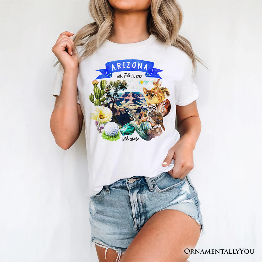 Artistic Arizona State Themes and Landmarks T-Shirt, Tee for History and Travel Lovers