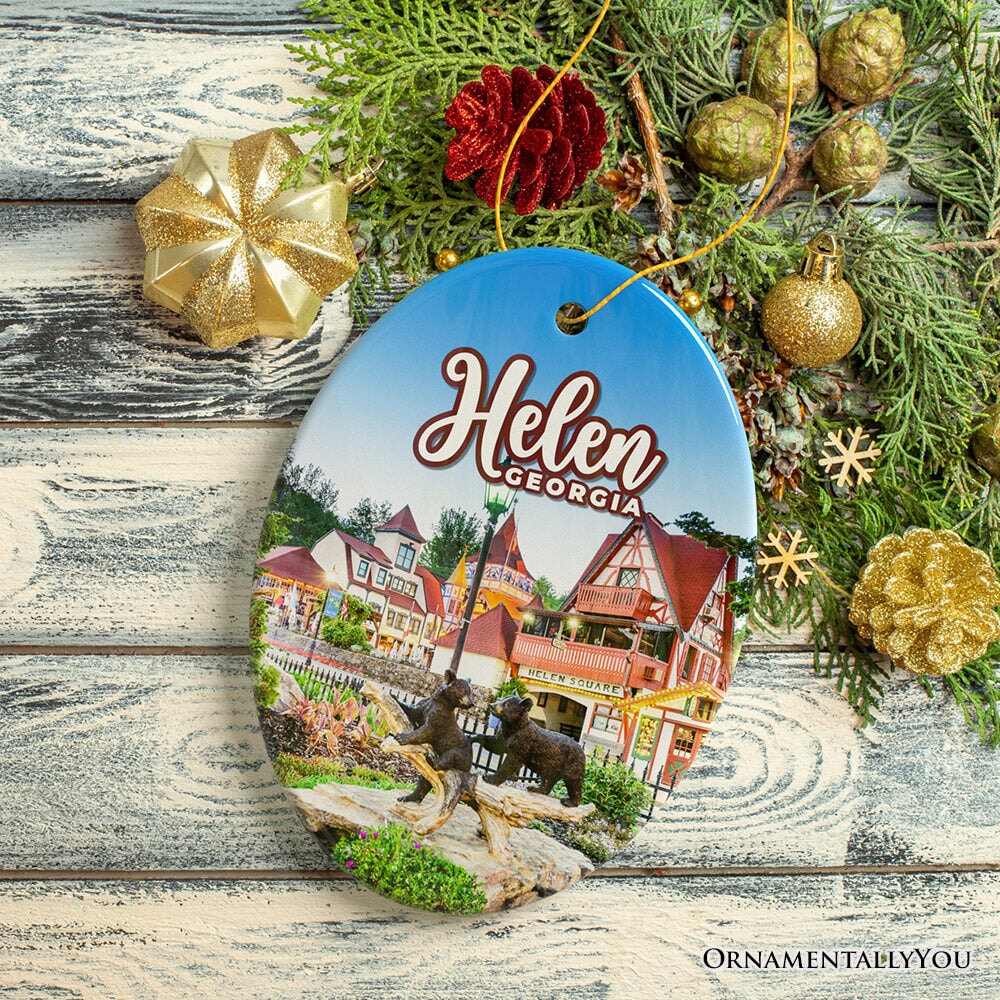 Beautiful Helen Town Georgia Ornament, German-inspired Alpine Village for Christmas Gift