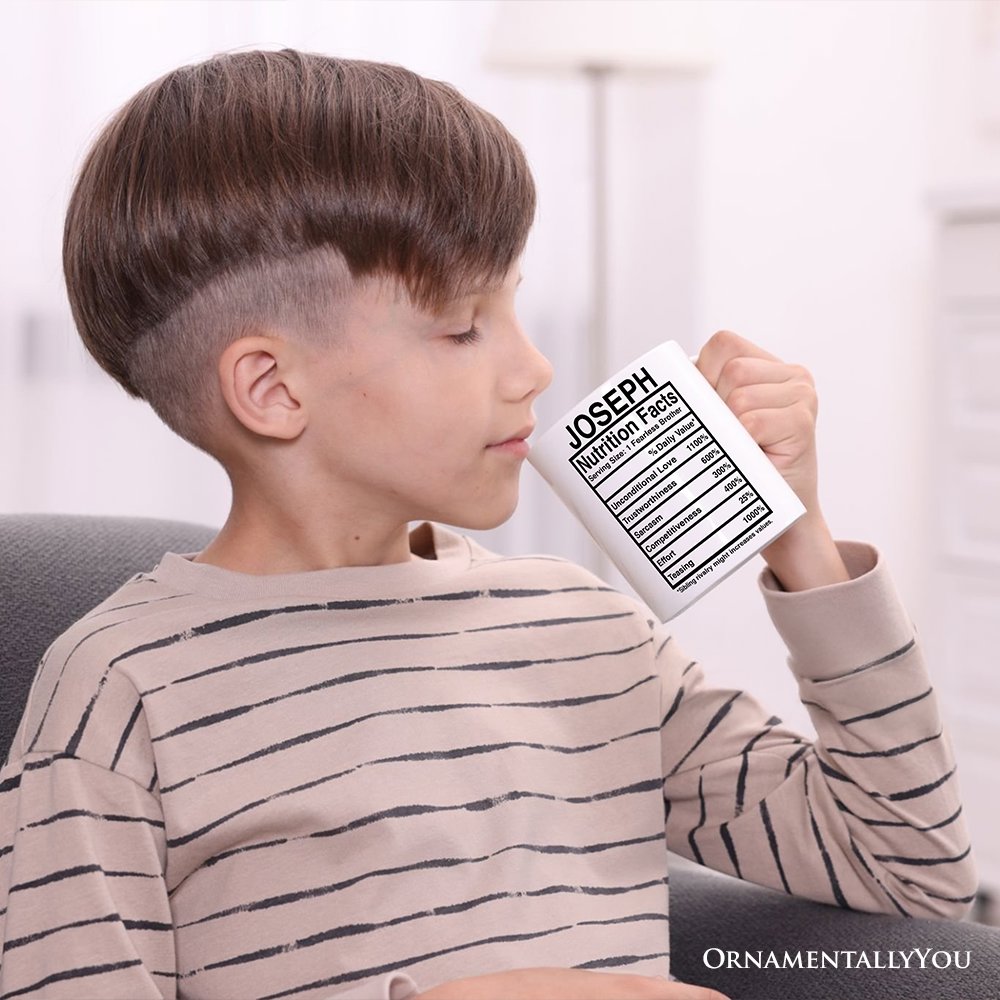 Brother Nutrition Facts Personalized Mug, Birthday Gift With Custom Names and Percentages