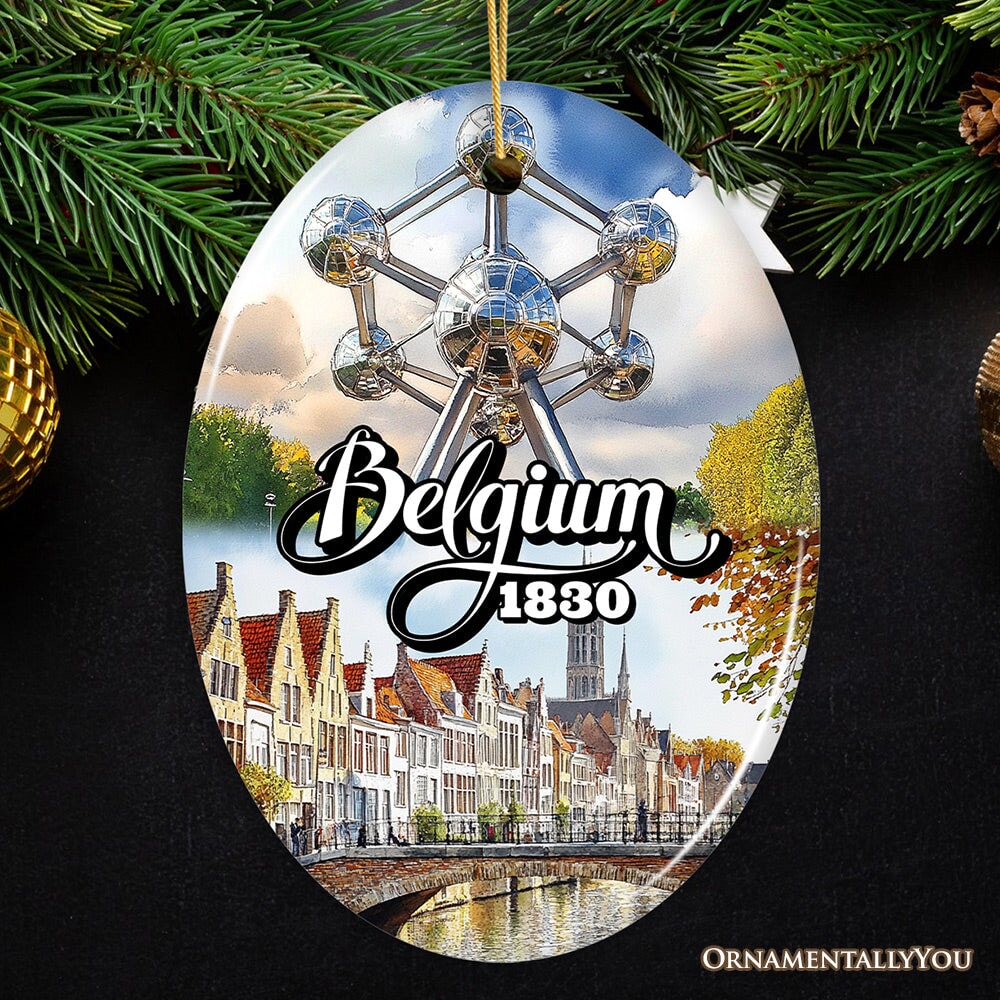 Charming Belgium Christmas Ornament, Iconic Landmarks and Cultural Heritage Gift for Travel Lovers