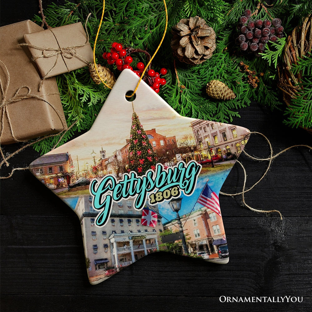 Charming Town of Gettysburg Ornament, Historical Vintage Pennsylvania Christmas Keepsake