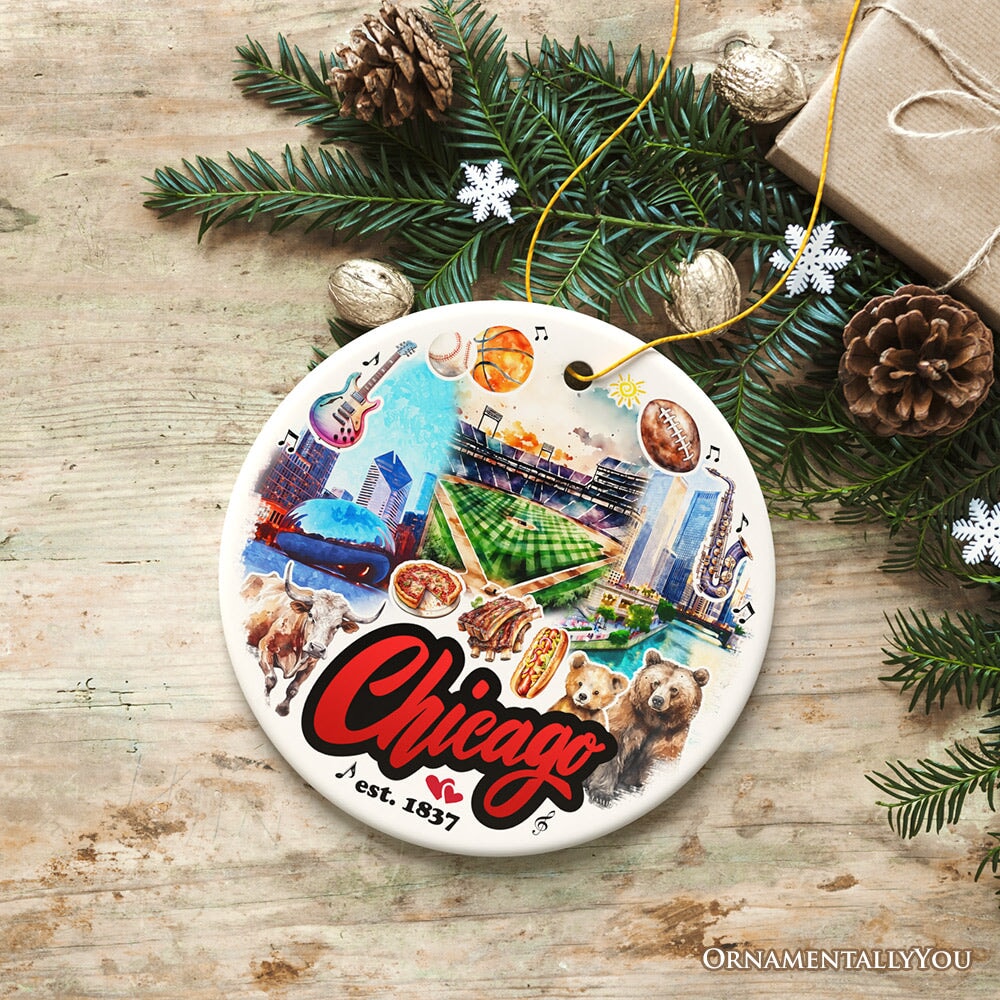 Chicago City Artistic Ornament, Illinois Souvenir and Christmas Gift Decoration